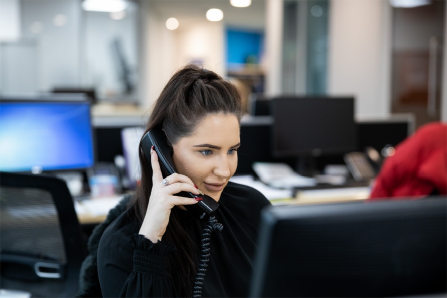 Woman in call centre